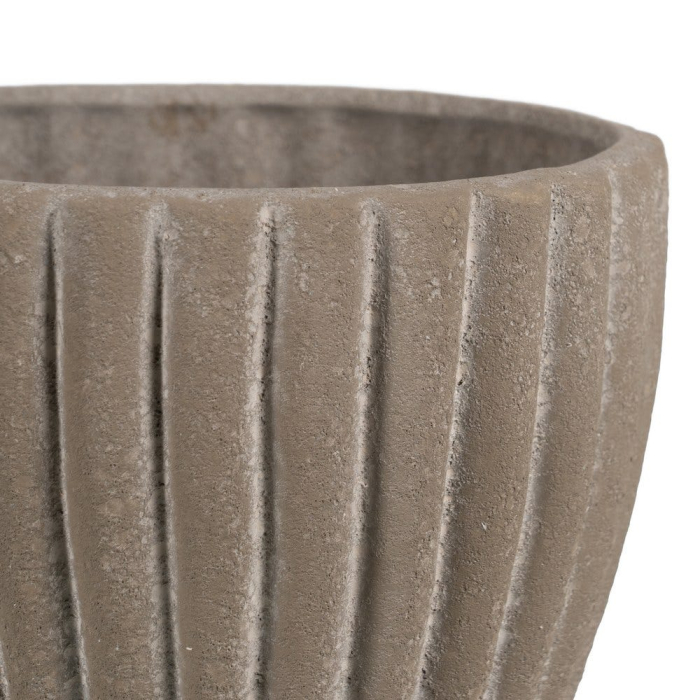 Ghiveci decorativ ceramică gri aspect piatră rotunjit striat [5]