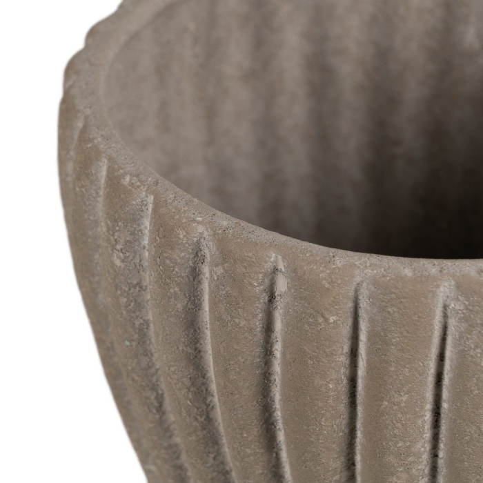 Ghiveci decorativ ceramică gri aspect piatră rotunjit striat [3]
