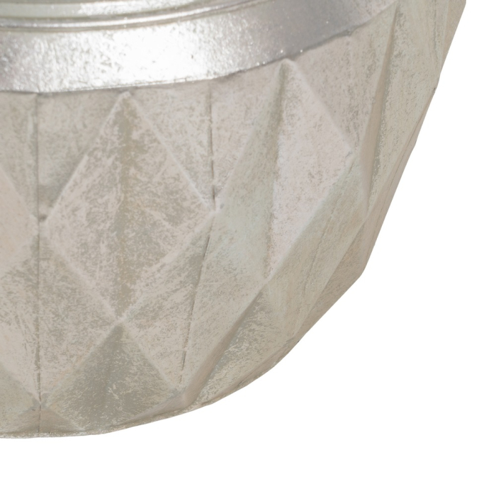 Ghiveci decorativ din metal argintiu cu textură fațetată [5]