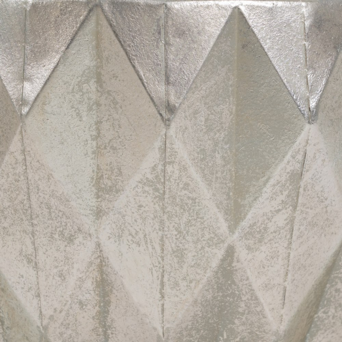 Ghiveci decorativ din metal argintiu cu textură fațetată [4]