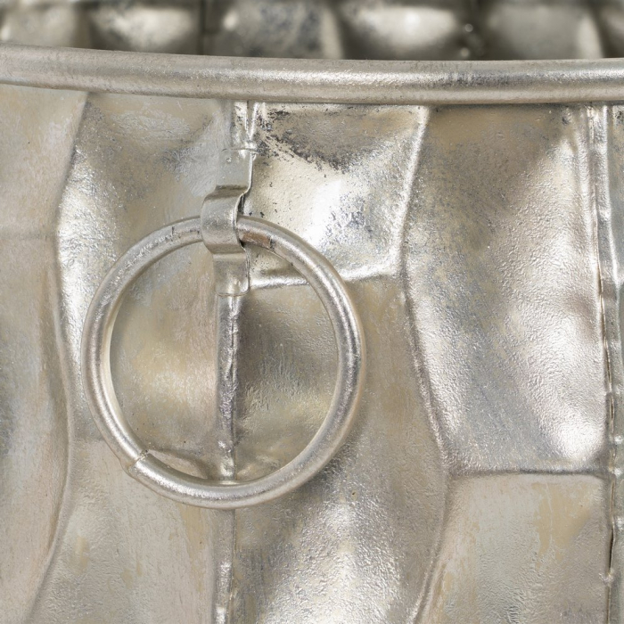 Ghiveci decorativ din metal argintiu cu mânere inelare [6]