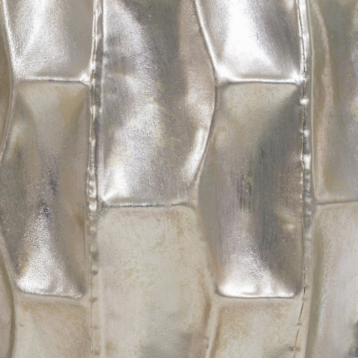 Ghiveci decorativ din metal argintiu cu textură martelată și două mânere inelare pe laterale [5]