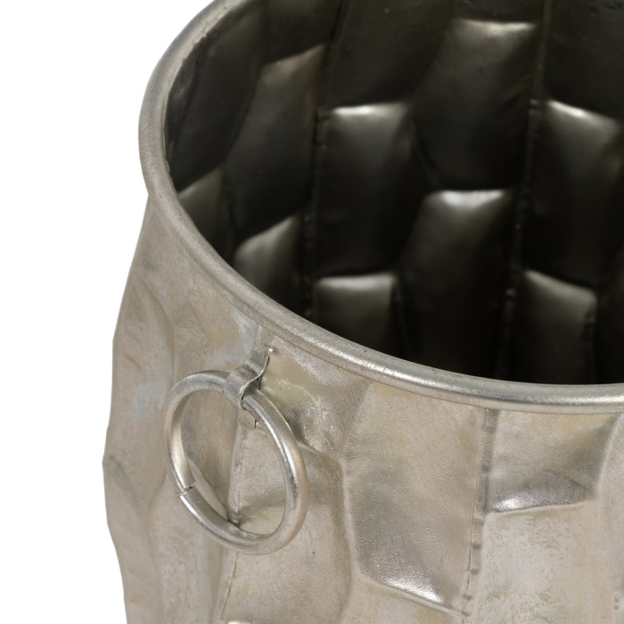 Ghiveci decorativ din metal argintiu cu mânere inelare [7]
