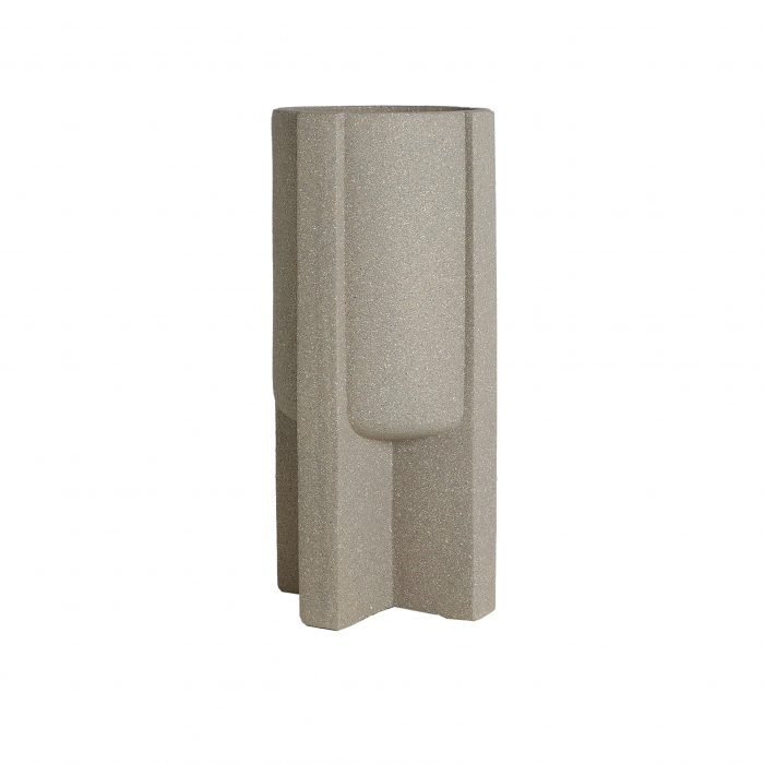 Ghiveci decorativ din polirășină maro – design vertical japandi 81 cm [1]