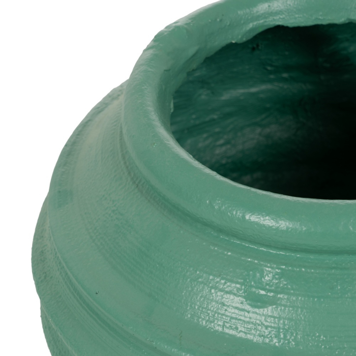 Ghiveci decorativ din rășină turcoaz-verde, formă de vas cu striații [3]