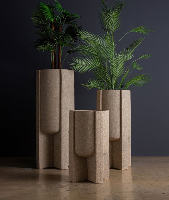 Ghiveci decorativ din polirășină maro – formă cilindrică japandi 61 cm [4]