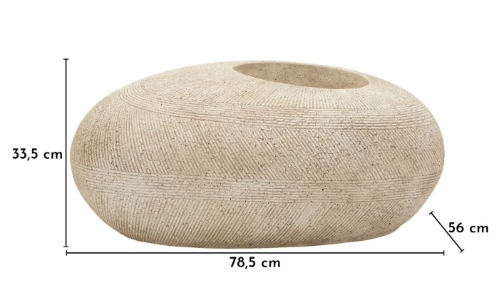 Ghiveci exterior gri din polirășină cu formă ovală joasă și textură striată [7]