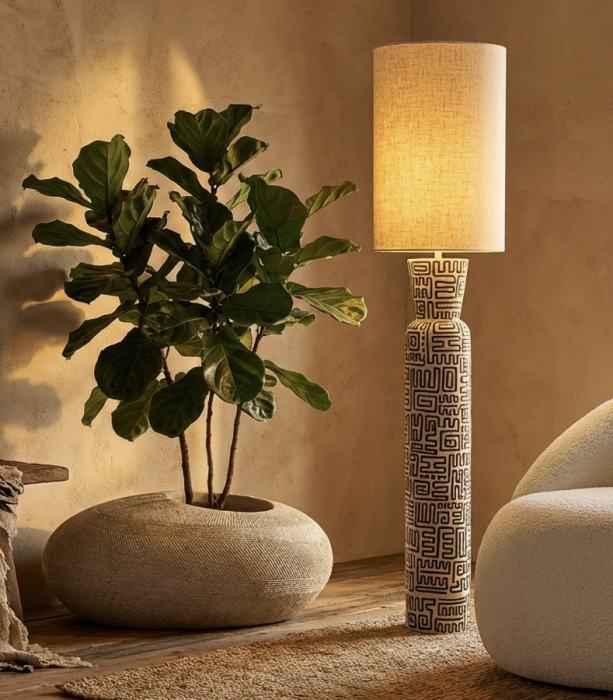 Ghiveci exterior gri din polirășină cu formă ovală joasă și textură striată [6]