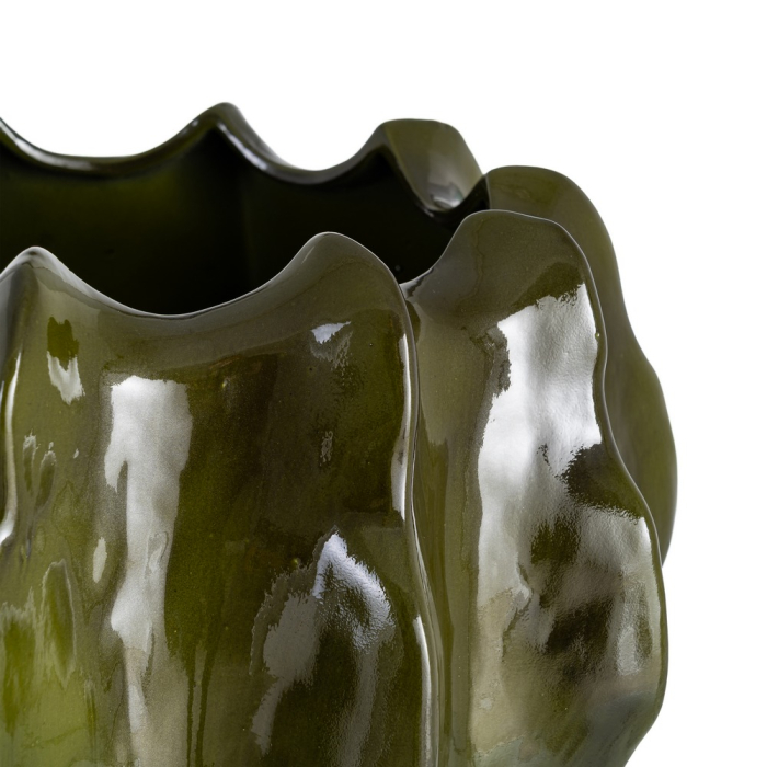 Ghiveci sculptural din ceramică verde, cel mai amplu [2]