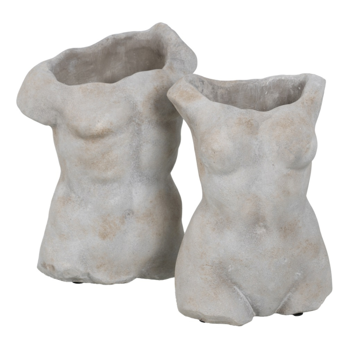 Ghiveci sculptural din ciment, bust masculin, pereche complementară [2]