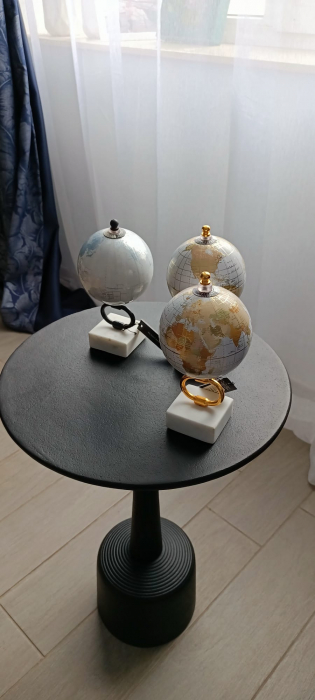 Glob Pamantesc, marmura metal, alb auriu - creativdeco.ro [2]