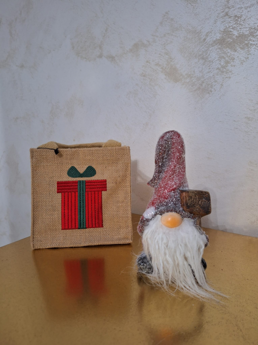 Gnom cu mesaj Welcome, ceramica rosu, creativdeco.ro [3]