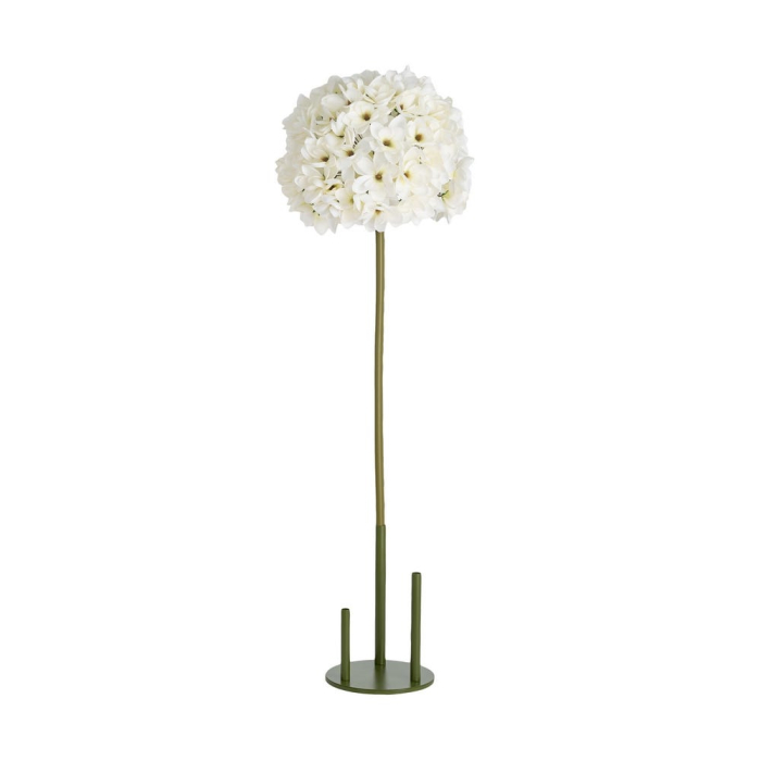 Hortensie artificială albă cu cap mare rotund din floricele albe pe tijă verde înaltă de 160 cm [6]