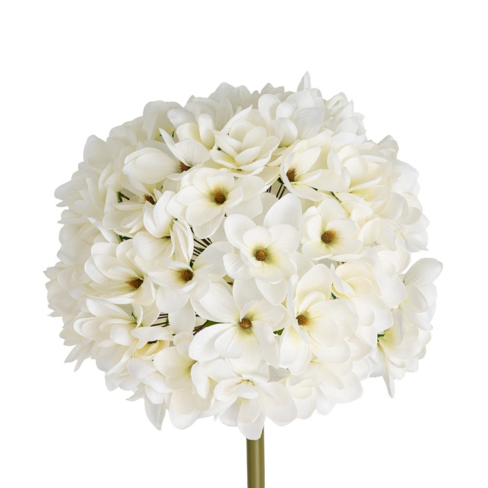 Hortensie artificială albă cu cap mare rotund din floricele albe pe tijă verde înaltă de 160 cm [3]