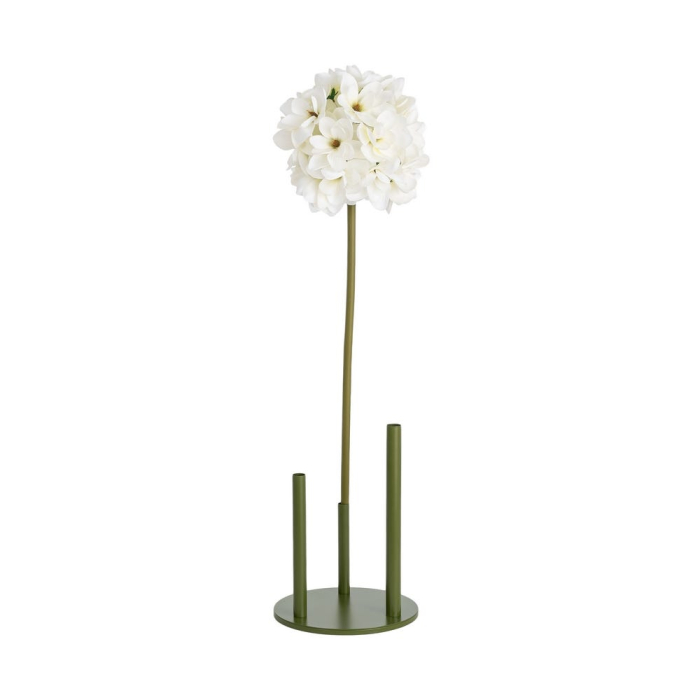 Hortensie artificială albă cu cap rotund din floricele albe pe tijă verde de 110 cm [6]