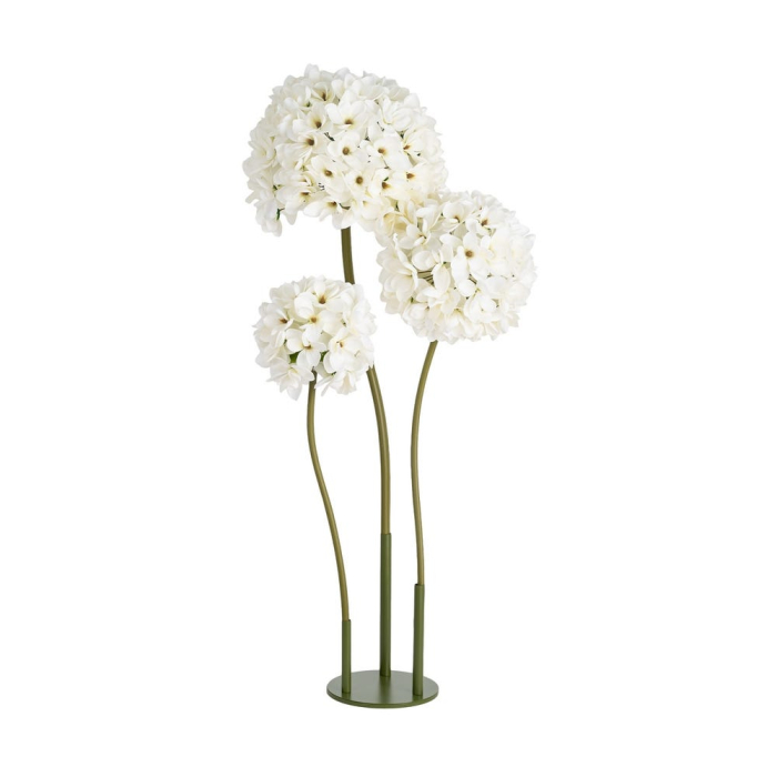 Hortensie artificială albă cu cap rotund din floricele albe pe tijă verde de 110 cm [4]