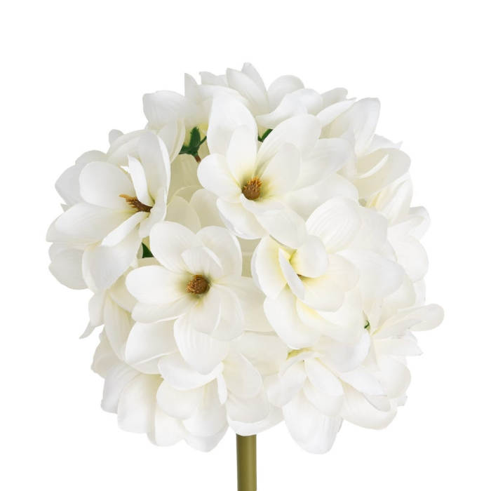 Hortensie artificială albă cu cap rotund din floricele albe pe tijă verde de 110 cm [3]