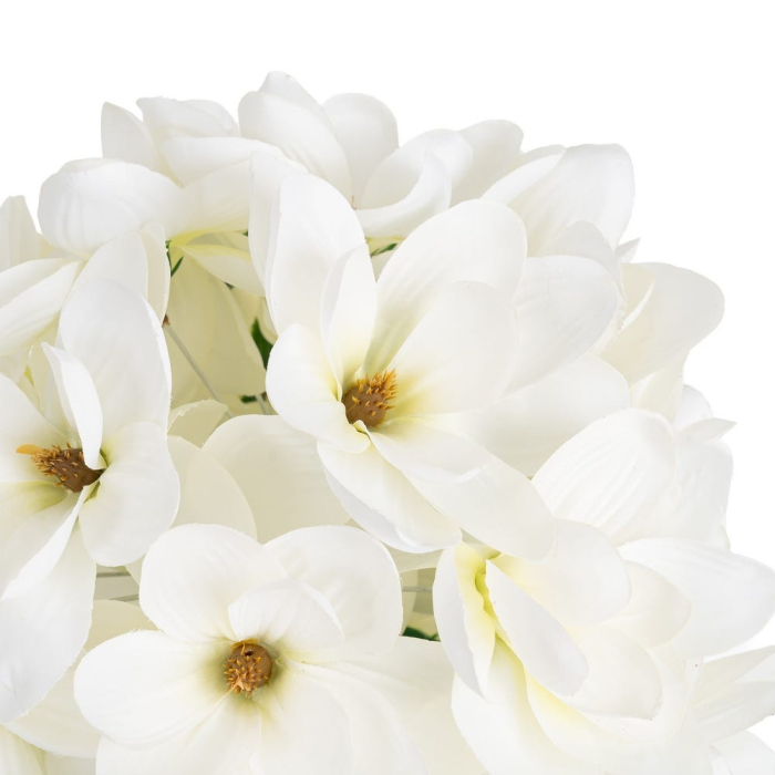 Hortensie artificială albă cu cap rotund din floricele albe pe tijă verde de 110 cm [2]