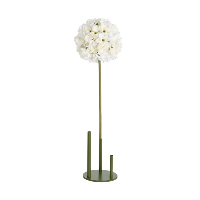 Hortensie artificială albă cu cap rotund din floricele albe pe tijă verde de 130 cm [6]