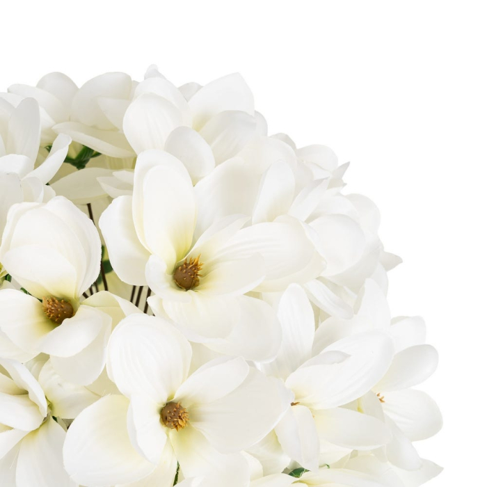 Hortensie artificială albă cu cap rotund din floricele albe pe tijă verde de 130 cm [2]