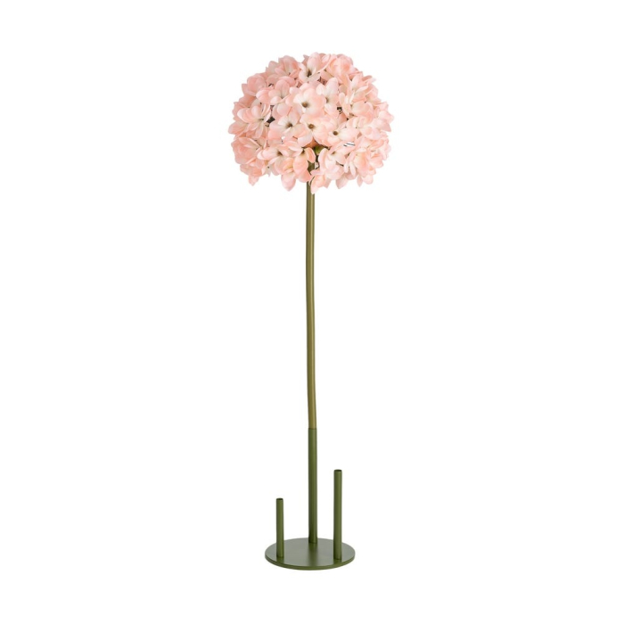 Hortensie artificială roz somon cu cap mare rotund din floricele roz pe tijă verde înaltă de 160 cm [6]