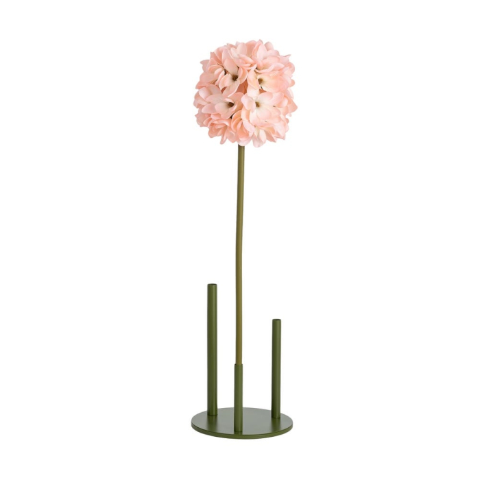 Hortensie artificială roz somon cu cap rotund din floricele roz pe tijă verde de 110 cm [6]