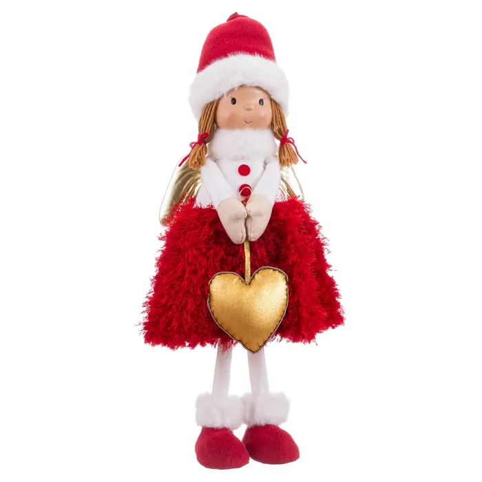 Înger decorativ în picioare roșu Crăciun|Decoruri festive elegante [1]