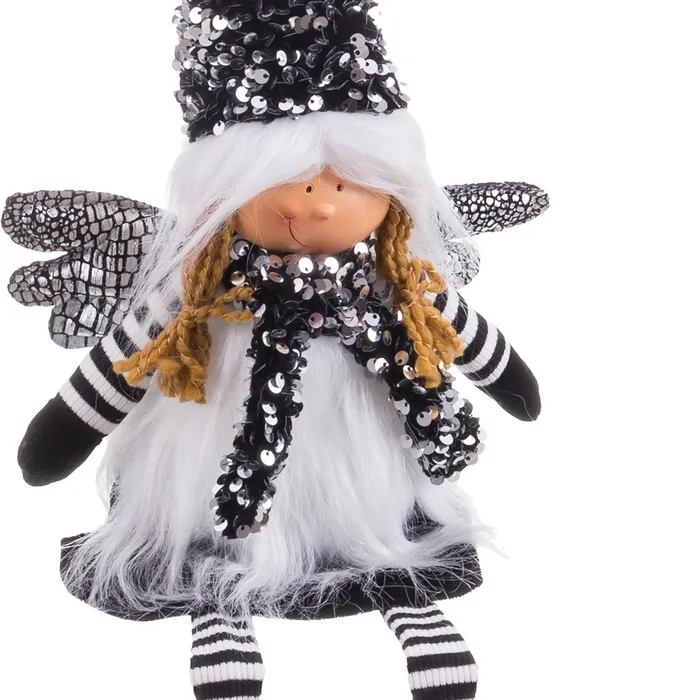 Înger decorativ negru șezând Crăciun|Decoruri festive elegante [2]