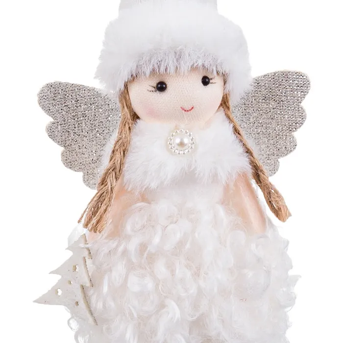 Îngeraș decorativ alb poliester set 6 Crăciun|Decoruri festive rafinate [2]