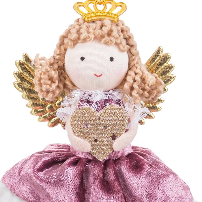 Îngeraș decorativ roz poliester set 6 Crăciun|Decoruri festive elegante [2]