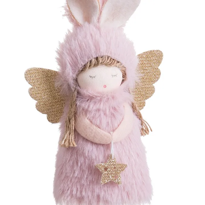 Îngeraș decorativ roz textil set 6 Crăciun|Decoruri festive delicate [2]