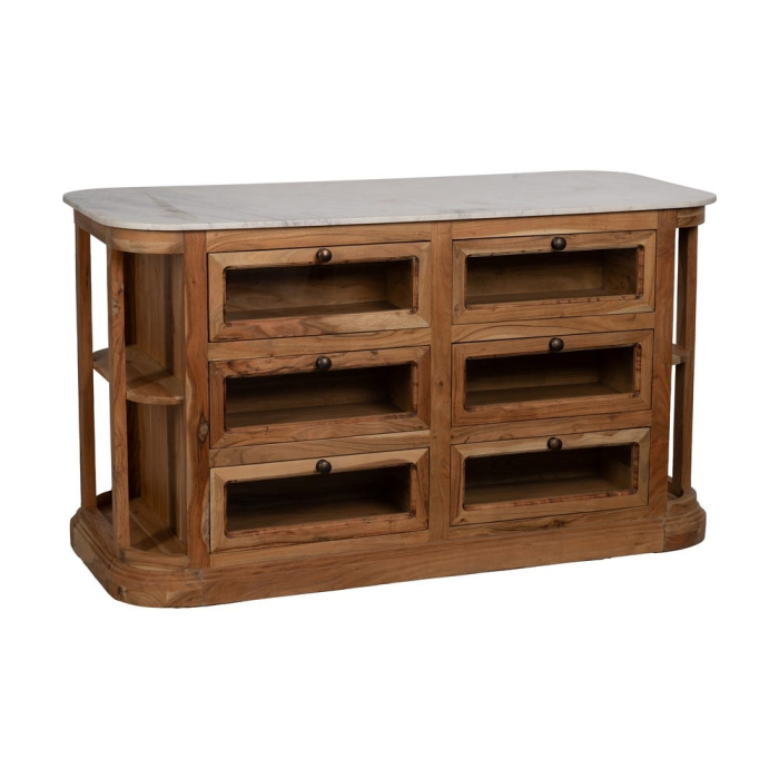 Insulă de bucătărie din lemn de mango și blat din marmură naturală [2]