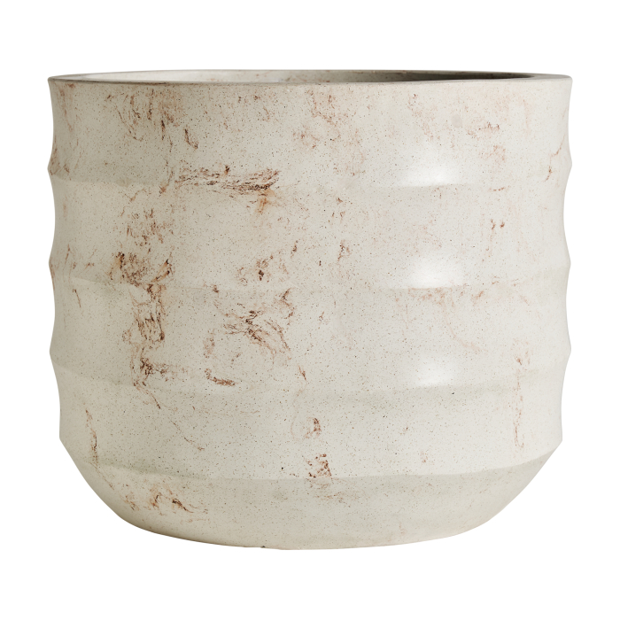 Jardinieră decorativă din terrazzo alb ivoire cu relief organic Aria [2]
