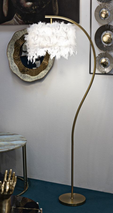 Lampa aurie podea abajur pene arcuit CreativDeco [2]