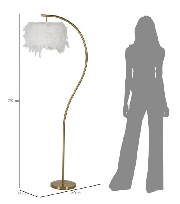 Lampa aurie podea abajur pene arcuit CreativDeco [5]