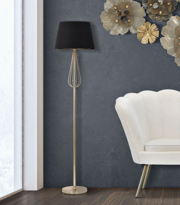 Lampa podea abajur negru picior auriu CreativDeco [13]