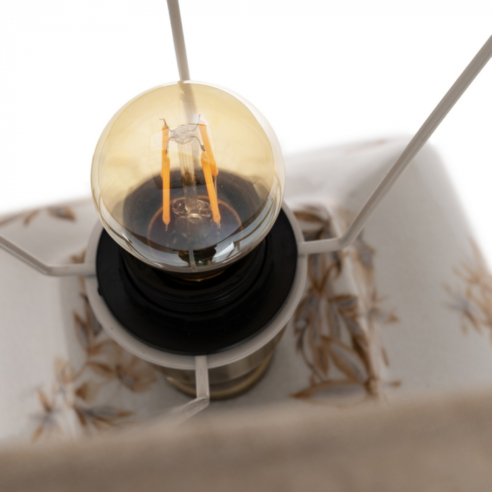 Lampa masa alb-maro cu abajur textil natur|Lampi ceramice pentru decoruri relaxate si calde [6]