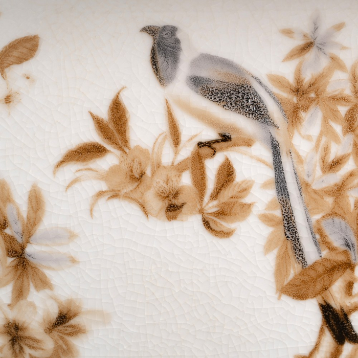 Lampa masa alb-maro cu abajur textil natur|Lampi ceramice pentru decoruri relaxate si calde [8]