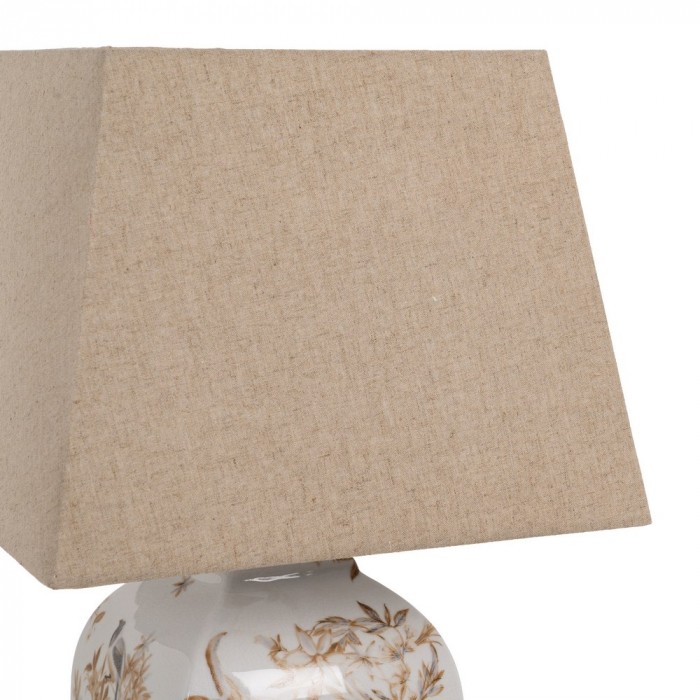 Lampa masa alb-maro cu abajur textil natur|Lampi ceramice pentru decoruri relaxate si calde [3]