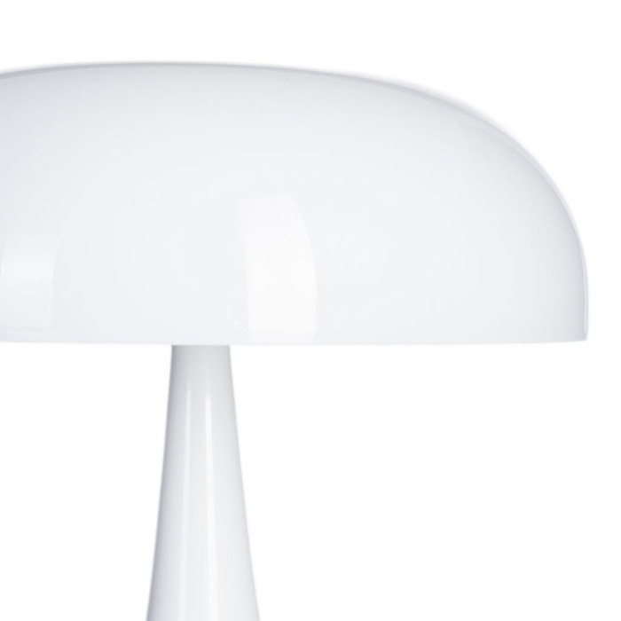 Lampă de masă albă cu bază metalică și abajur din sticlă [2]