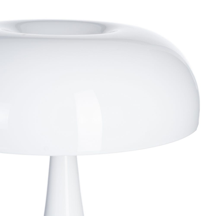 Lampă de masă albă cu bază metalică și abajur din sticlă [3]