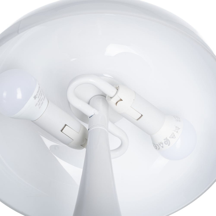 Lampă de masă albă cu bază metalică și abajur din sticlă [6]