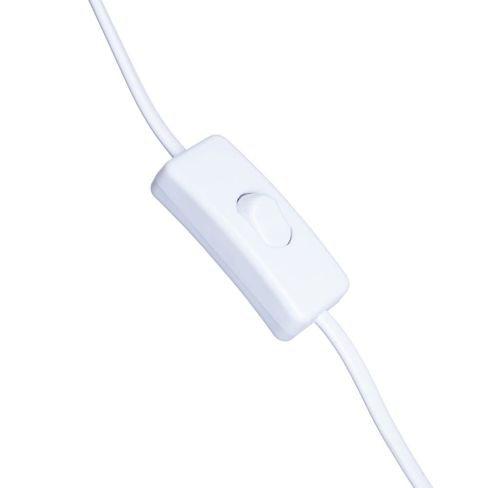 Lampă de masă albă cu bază metalică și abajur din sticlă [7]