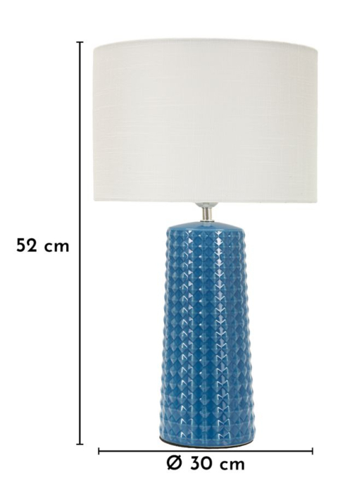 Lampă de masă albastră bază conică netedă abajur alb [6]