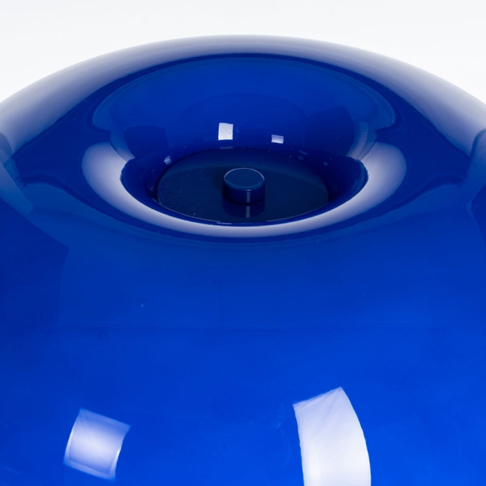 Lampă de masă albastră cu bază metalică și abajur din sticlă [4]