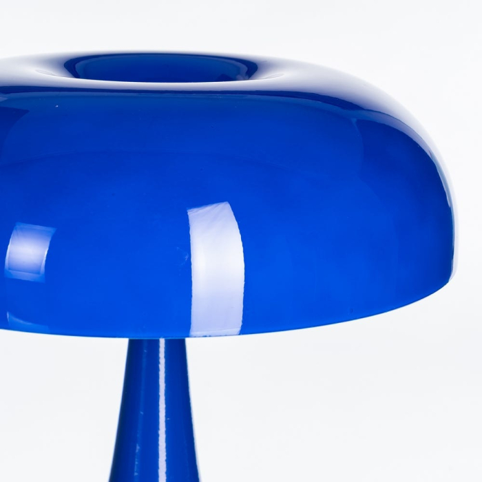 Lampă de masă albastră cu bază metalică și abajur din sticlă [3]
