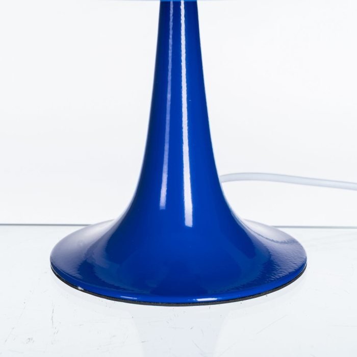Lampă de masă albastră cu bază metalică și abajur din sticlă [5]