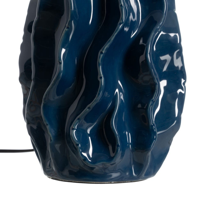 Lampă de masă albastră din ceramică cu abajur textil [7]