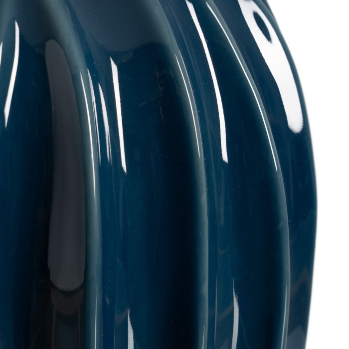 Lampă de masă albastră din ceramică cu abajur textil conic [5]