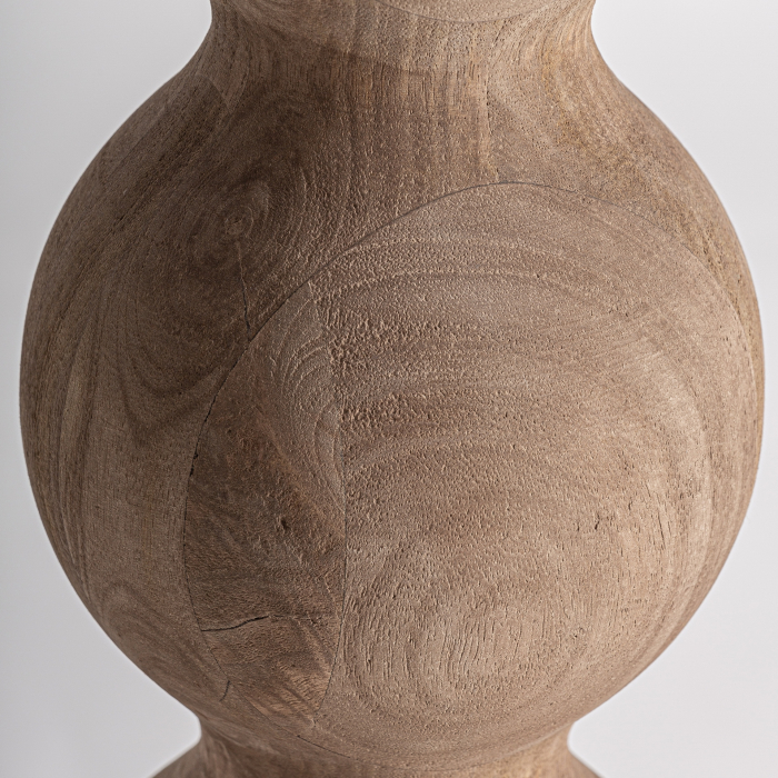 Lampă de masă artizanală din lemn de mango cu abajur din iută crem [3]